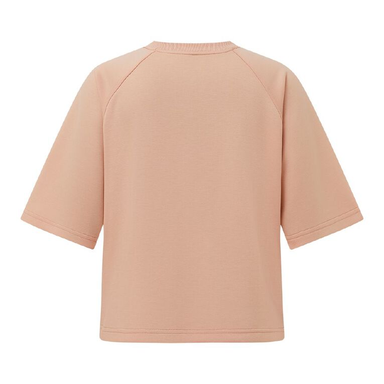 H&H Women's Short Sleeve Soft Scuba Crew, Pink Light, hi-res
