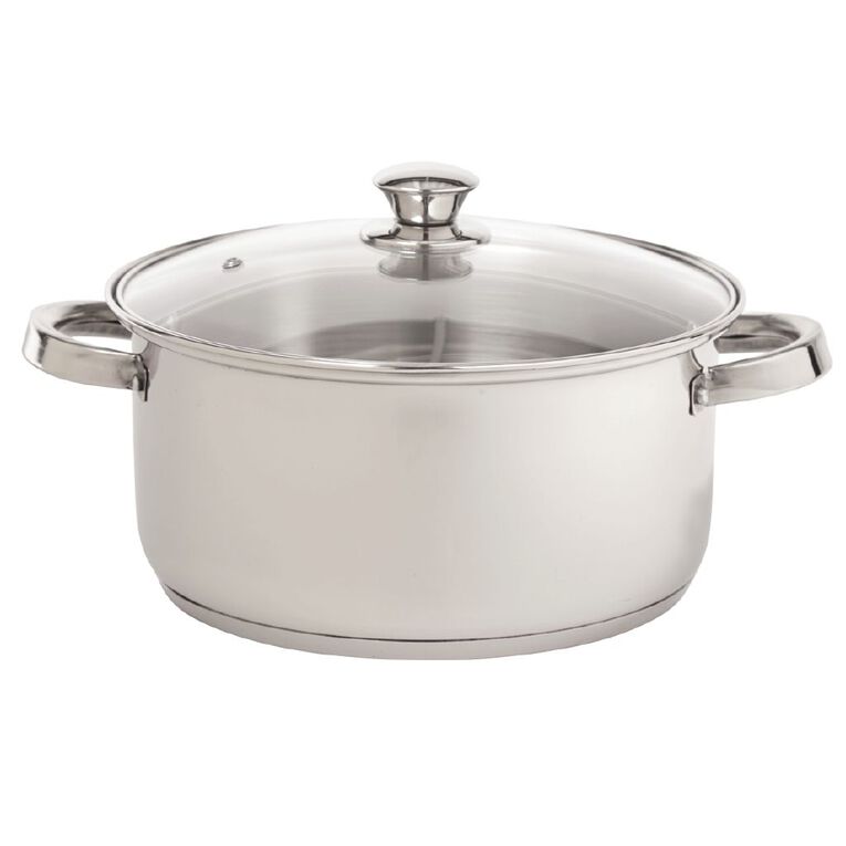 Living & Co Gourmet Casserole Pot Stainless Steel 24cm, , hi-res