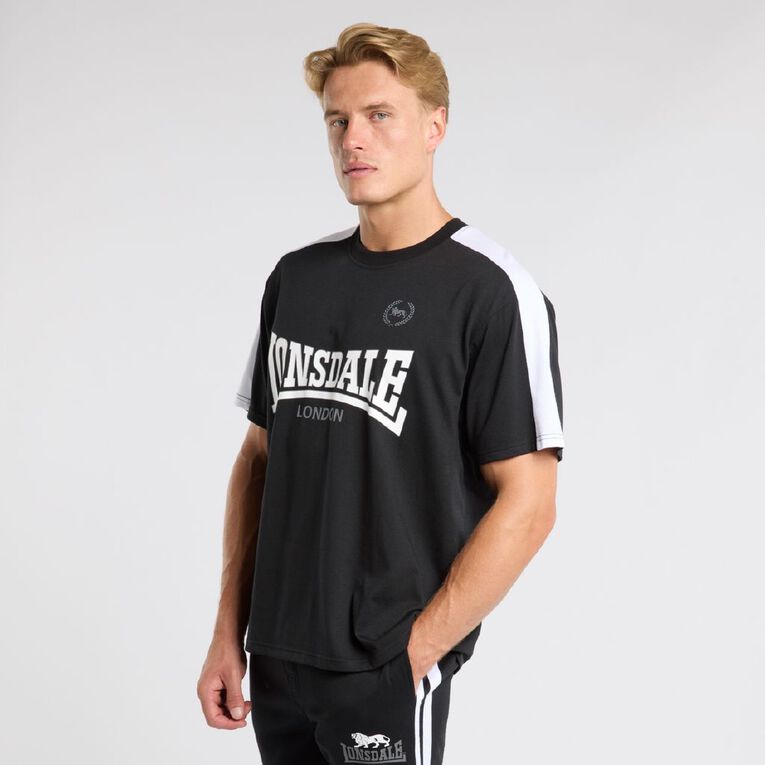 Lonsdale Men's Boxy Crew Neck Tee, Black, hi-res