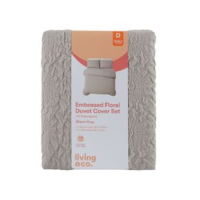 Living & Co Duvet Cover Set Embossed Floral Double