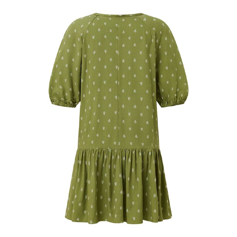H&H Women's Short Sleeve Bouson Boho Dress, Green Mid, hi-res