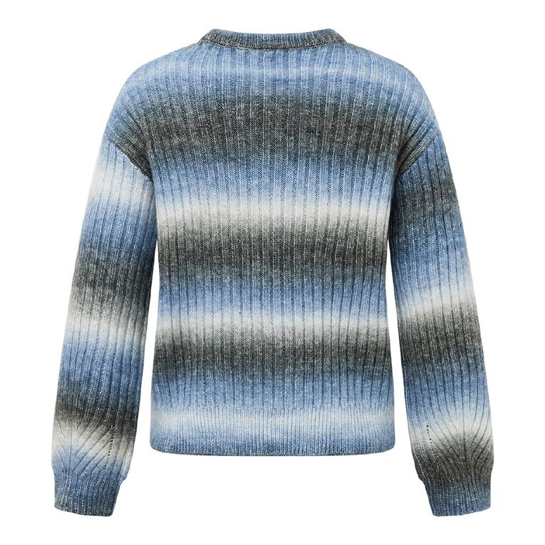 H&H Women's Billow Sleeve Ombre Stripe Knit Jumper, Blue, hi-res