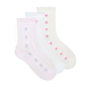 Underworks Girls' Textured Crew Socks 3 Pack