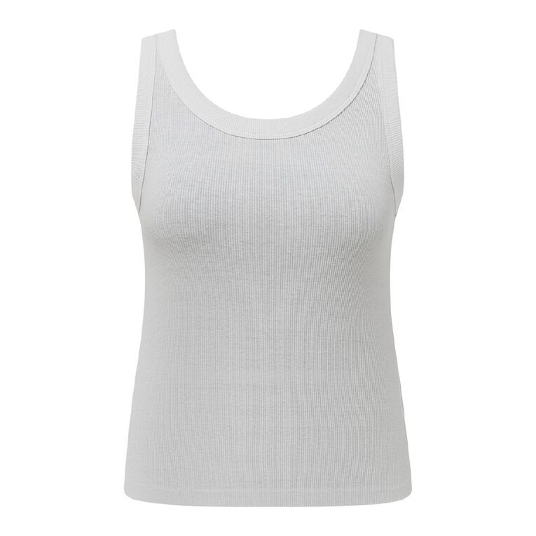 H&H Women's Rib Scoop Neck Tank, White, hi-res