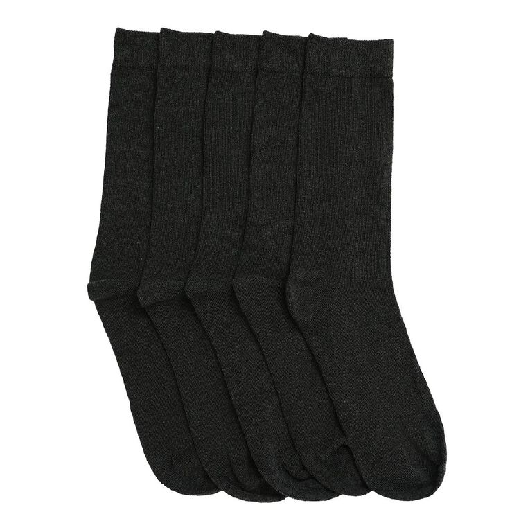 H&H Men's Plain Crew Socks 5 Pack, Charcoal, hi-res