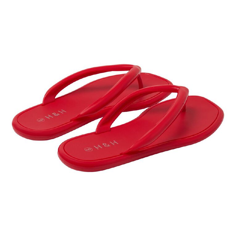 H&H Women's Coloured Jelly Beach Thongs, Red, hi-res