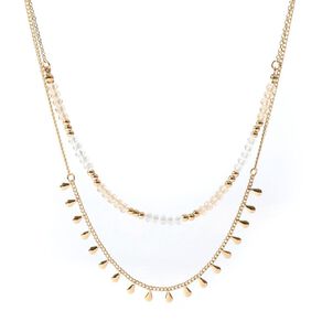 Tear Drop Beaded Necklace Two Layer
