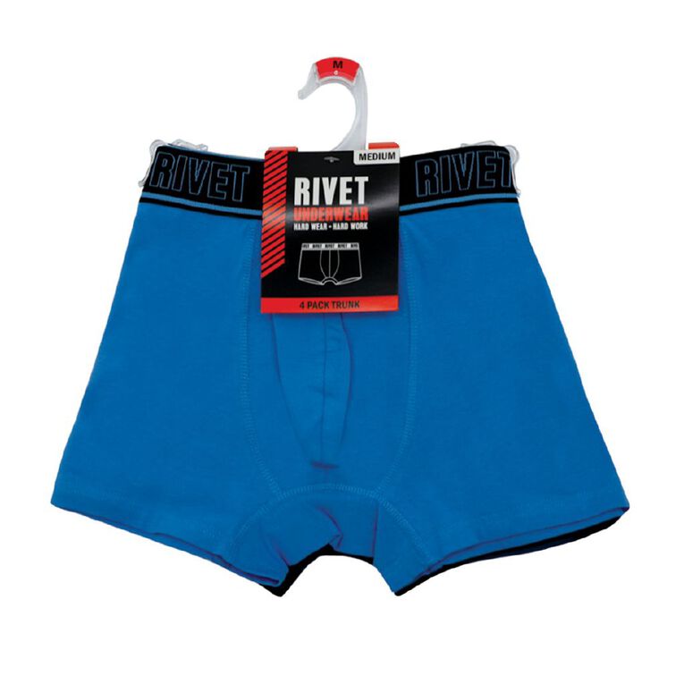 Rivet Men's Trunks 4 Pack, Blue/Navy, hi-res