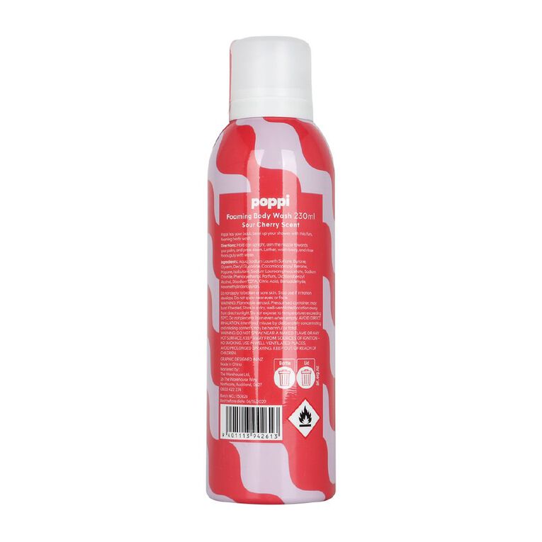 Poppi Foaming Body Wash Sour Cherry 230ml, , hi-res