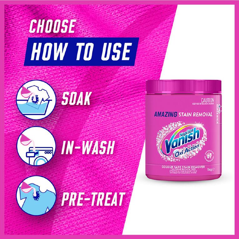 Vanish Napisan Oxi Action Stain Remover Powder Laundry Booster 3kg, , hi-res