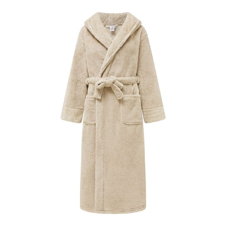 H&H Women's Shaggy Fleece Robe, Brown Light, hi-res