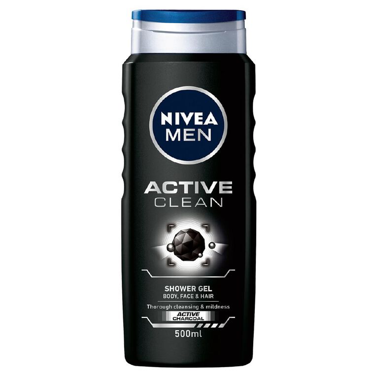 Nivea Men's Active Clean Shower Gel 500ml, , hi-res