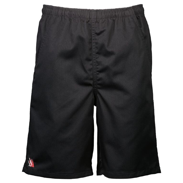 Schooltex Marshland Drill Rugger Shorts with Embroidery, Black, hi-res
