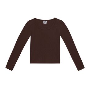 Young Original Long Sleeve Rib Scoop Neck Top