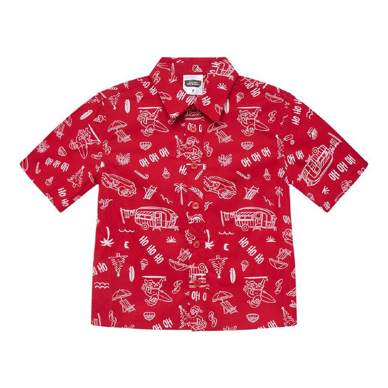 Young Original Christmas Print Shirt, Red Mid, hi-res