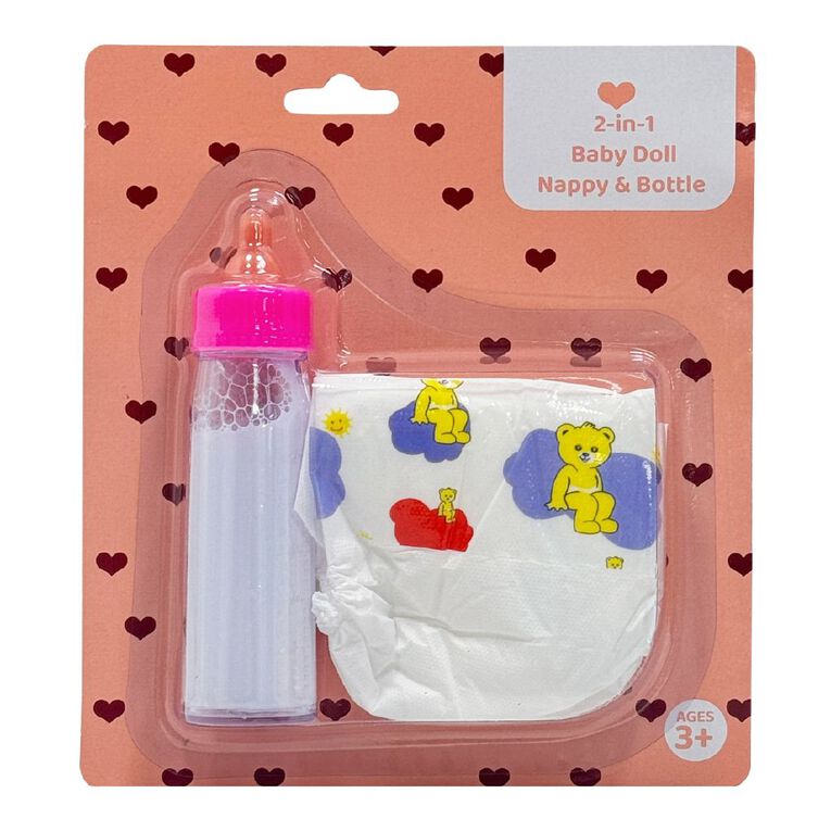 Baby Doll Nappy & Bottle, , hi-res
