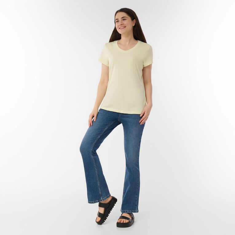 H&H Women's Short Sleeve V-Neck Tee, Yellow Light, hi-res