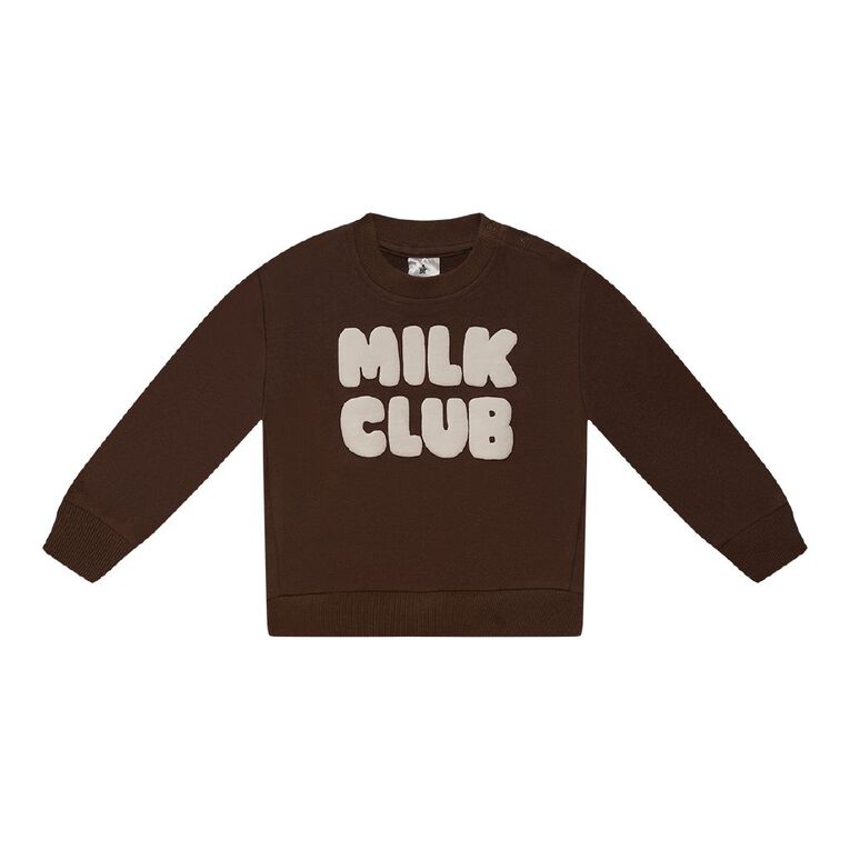 Young Original Babies' Crew Boucle Sweatshirt, Brown Dark, hi-res