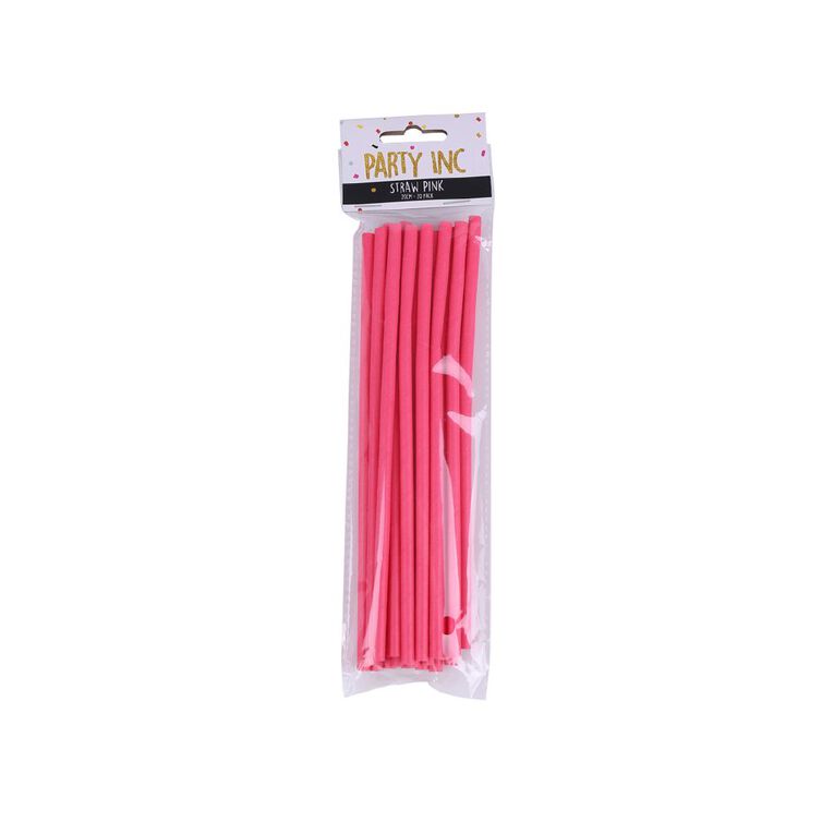 Party Inc Straw Pink 20 Pack, , hi-res