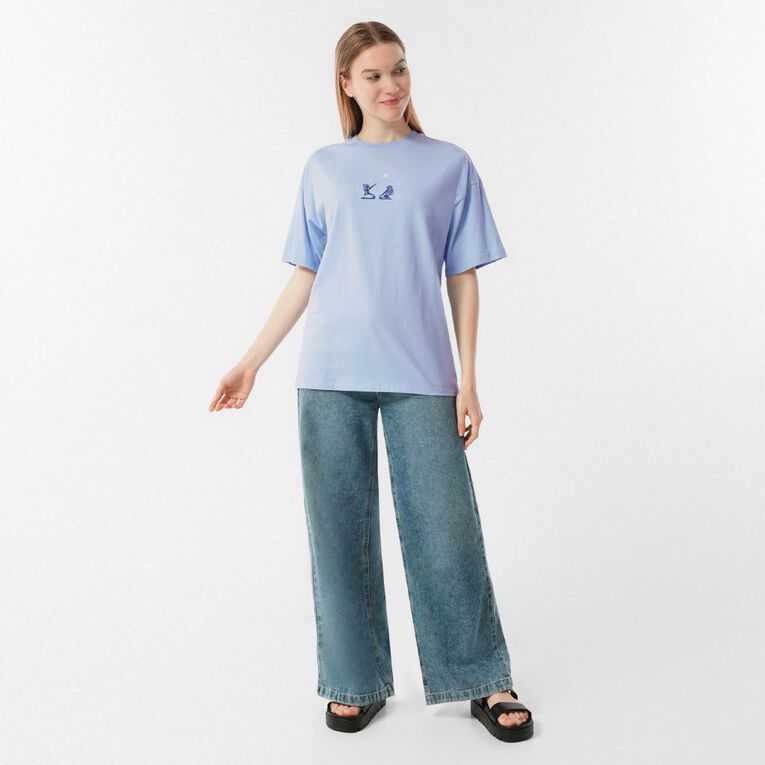 Moana Women's Short Sleeve Moana Gramma Tala Print Tee, Blue Mid, hi-res