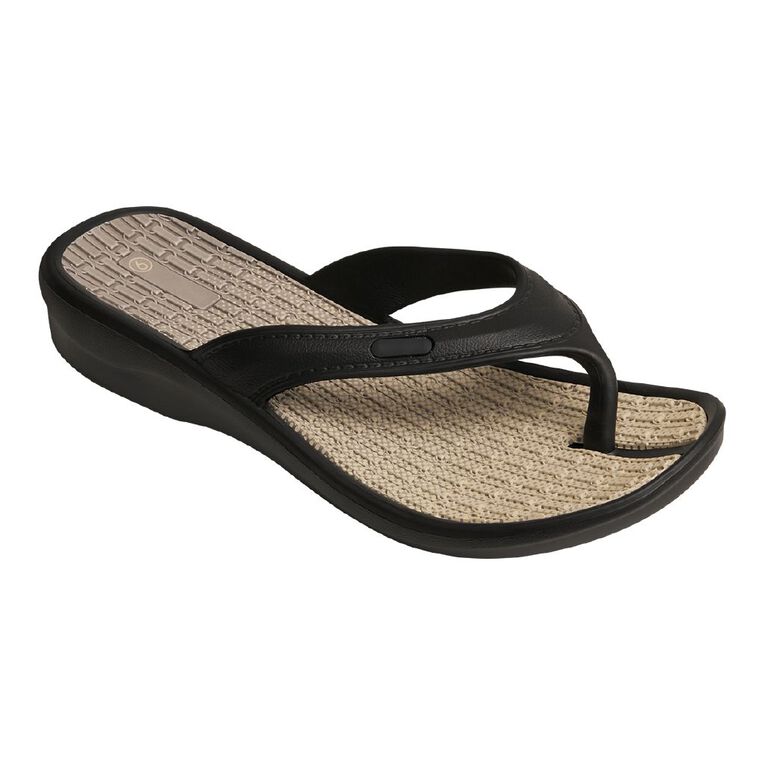 H&H Women's Sporty Jandals, Black, hi-res