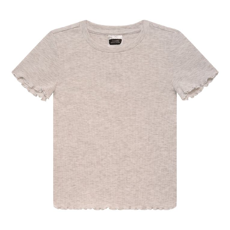 Young Original Short Sleeve Rib Top, Grey Light, hi-res