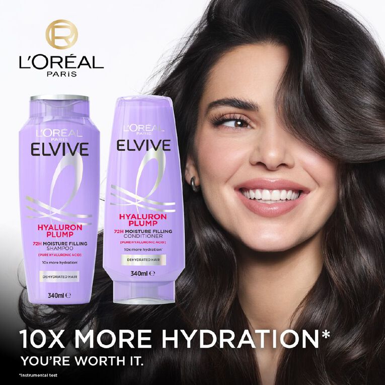 L'Oreal Paris Elvive Hyaluron Plump Shampoo 340ml, , hi-res