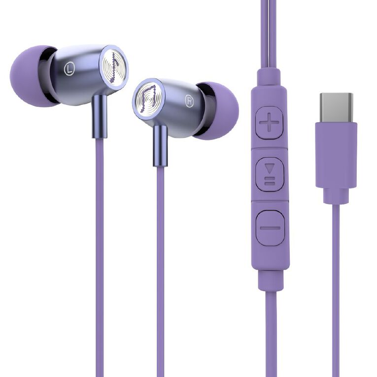 Veon In Ear USB-C Earphones with Microphone VNA06PUR Purple Mid, , hi-res