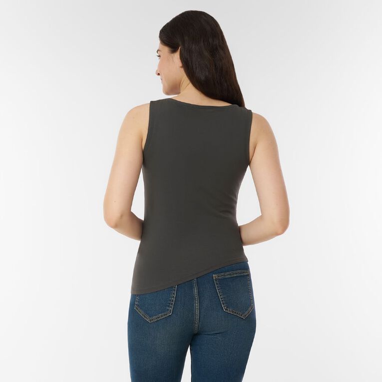 H&H Women's Contour Assymetric Hem Tank, Grey Dark, hi-res