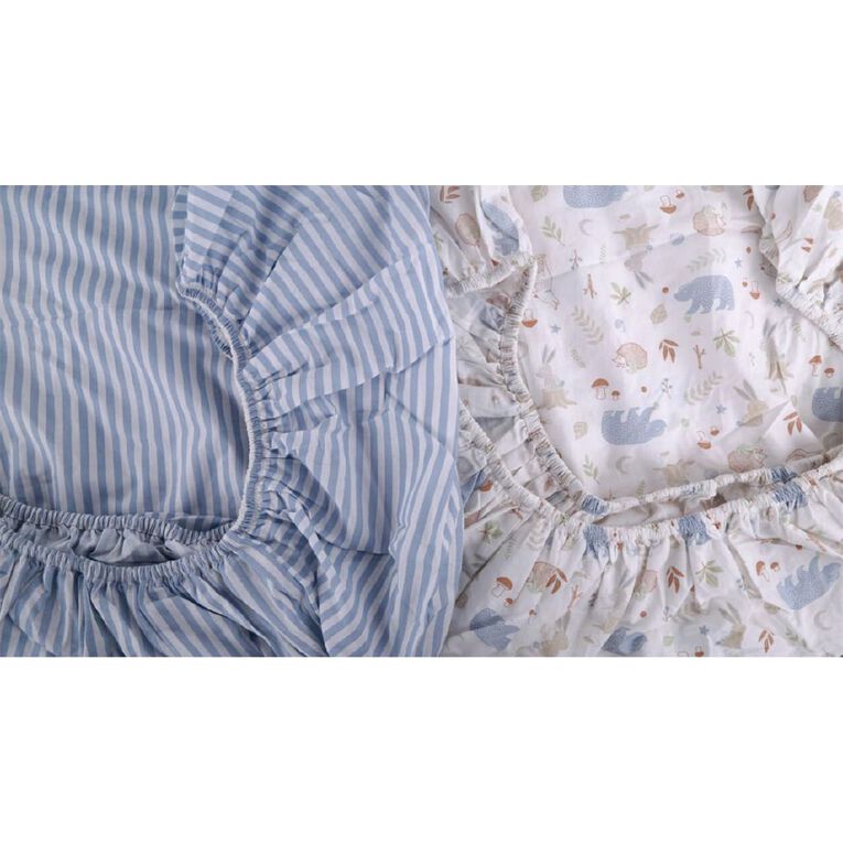 Babywise Cotton Cot Sheet Woodland 2 Pack, , hi-res