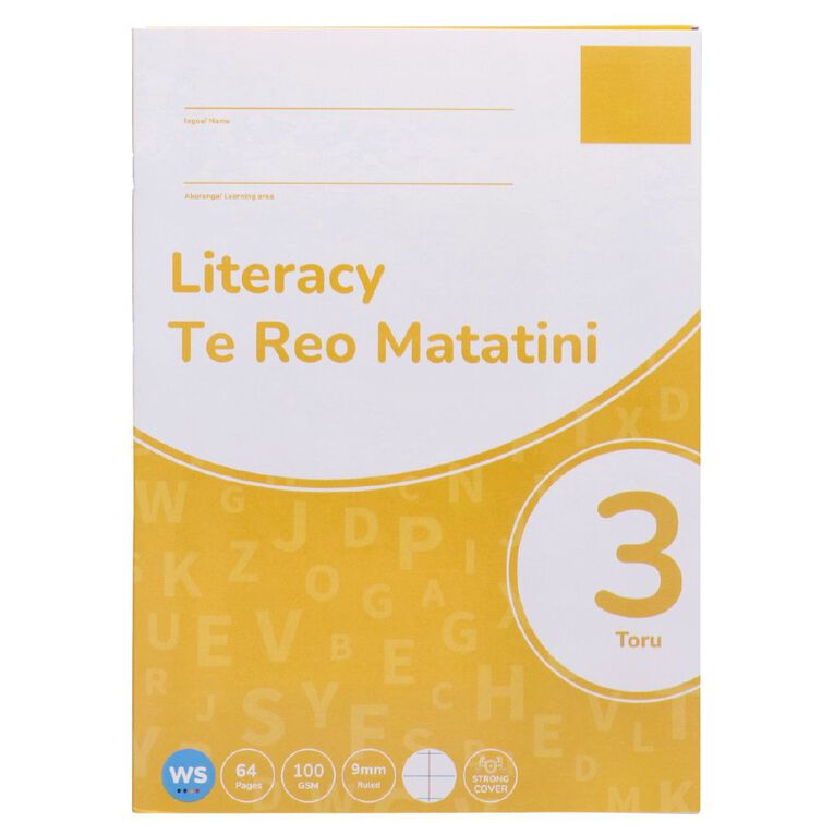 WS Literacy 3 Toru 9mm Ruled 32 Leaf Yellow, , hi-res