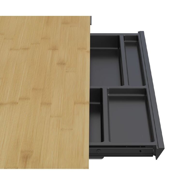 Workspace Height Adjustable Desk 1200W with Drawer Bamboo, , hi-res