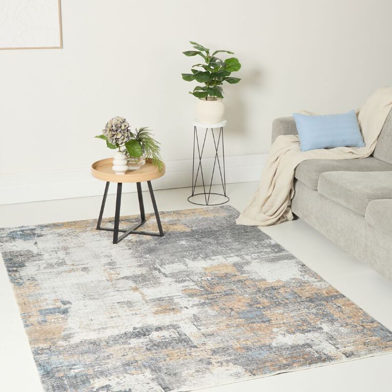 Living & Co Rug Poly Print Grey Light 160cm x 230cm, , hi-res