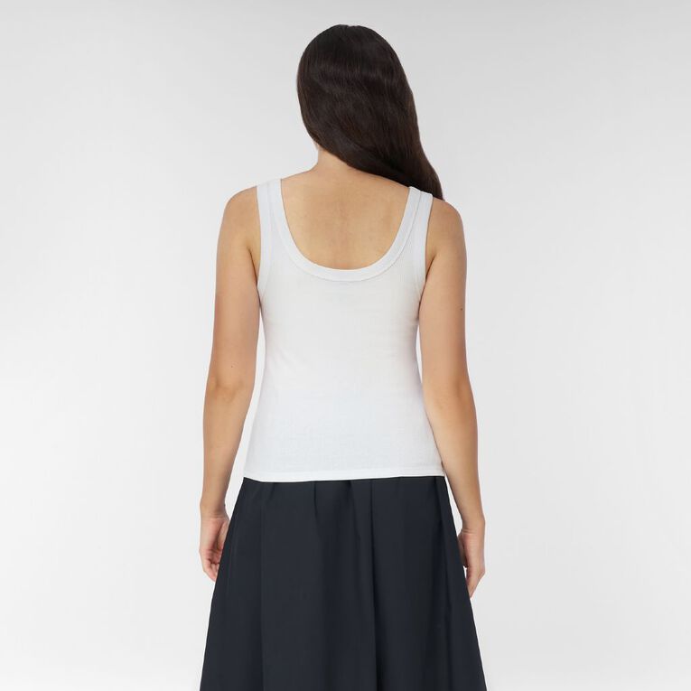 H&H Women's Rib Scoop Neck Tank, White, hi-res