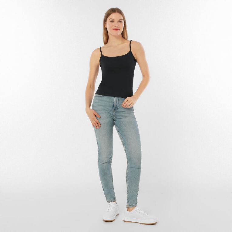H&H Essentials Women's Stretch Cotton Cami, Black, hi-res