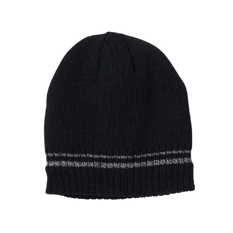 Rivet Men's Stripe Flecked Beanie, Black, hi-res