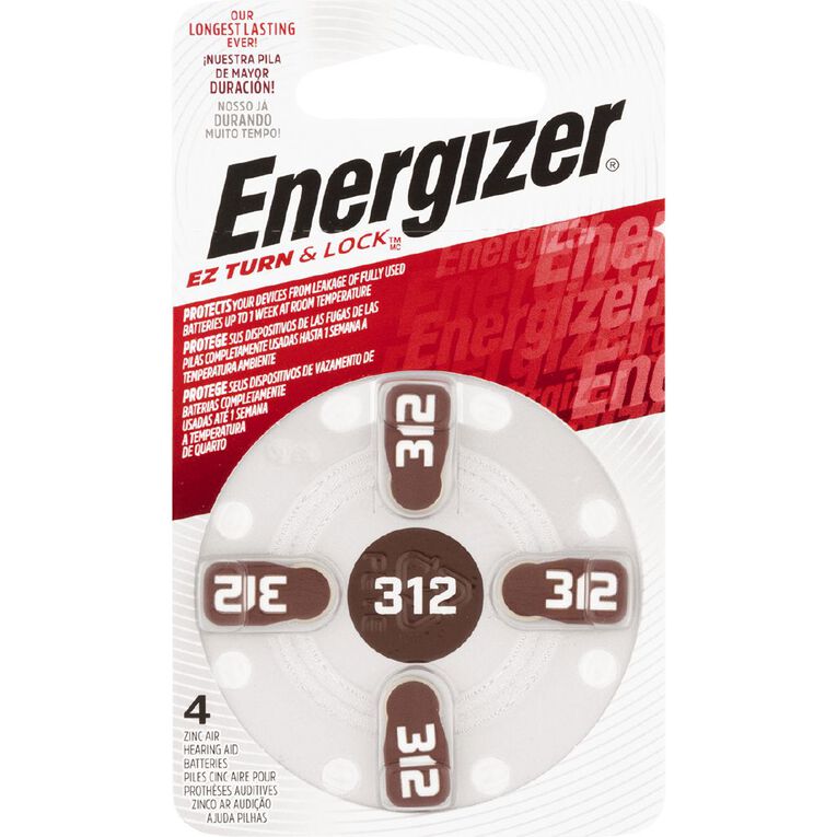 Energizer Hearing Aid Batteries AZ312 4 Pack, , hi-res
