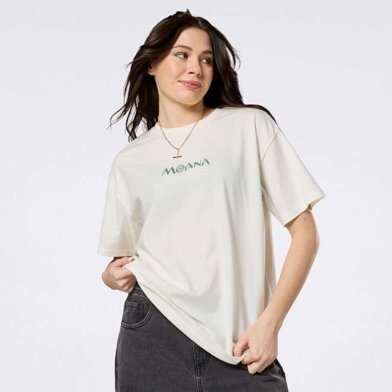 H&H Moana Women's Short Sleeve Moana Stingray Print Tee, Cream, hi-res