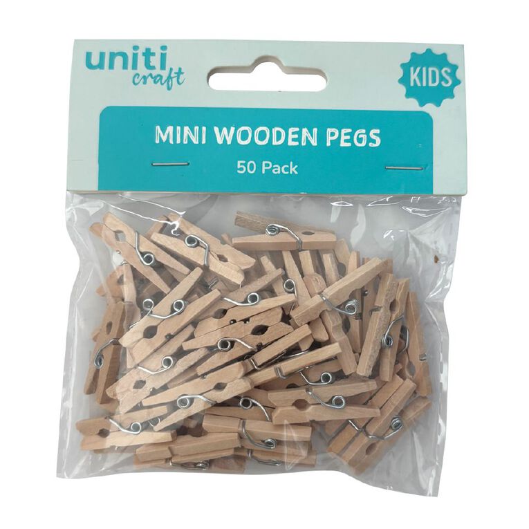 Uniti Mini Wooden Pegs 50 Piece, , hi-res