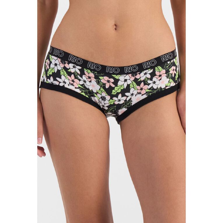 Rio Women's Boyleg Briefs 5 Pack, Black/Pink, hi-res
