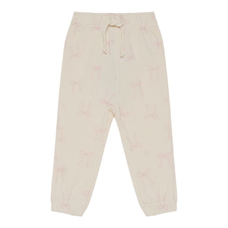 Young Original Babies' Printed Trackpants, Cream BOWS, hi-res