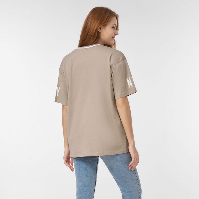 H&H Women's V-Neck Relaxed Drop Shoulder Tee, Grey Light, hi-res