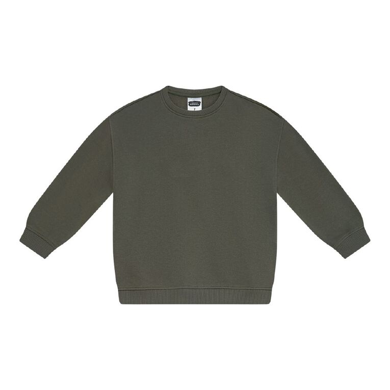 Young Original Plain Crew Sweatshirt, Green Dark, hi-res