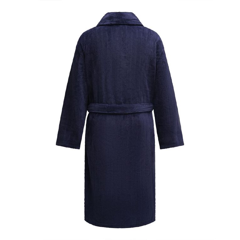 H&H Men's Coral Fleece Robe, Blue Dark, hi-res