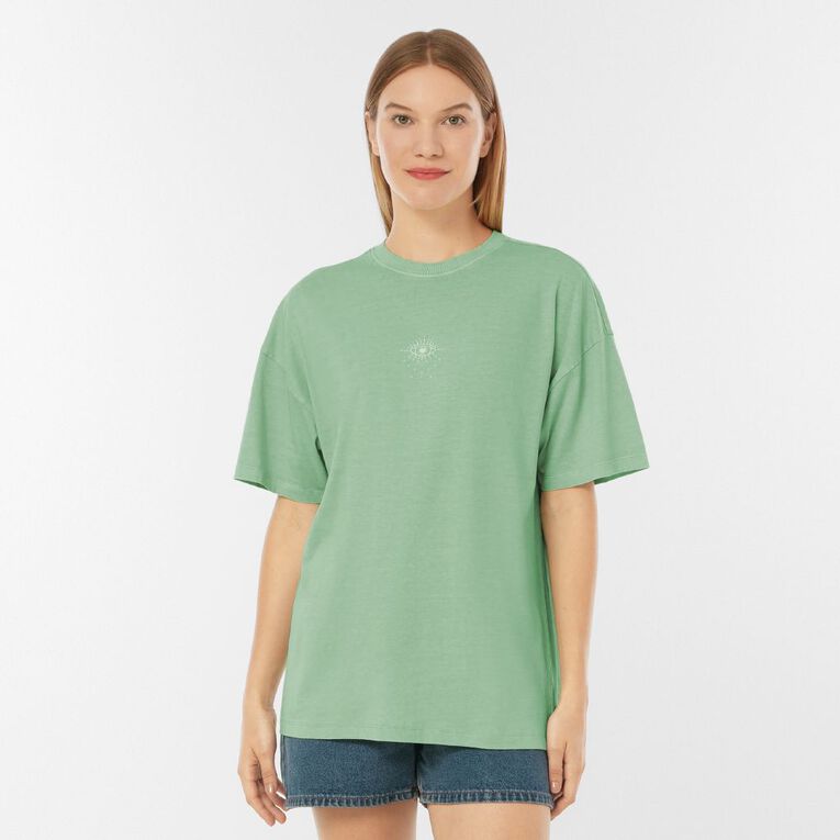 H&H Women's Oversized Boyfriend Graphic Tee, Mint, hi-res