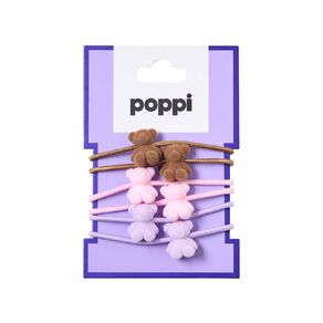 Poppi Hair Elastics Teddy Brown Mid 6 Pack