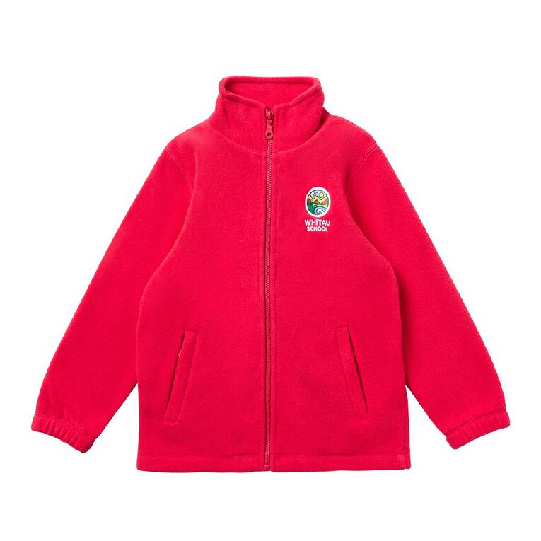 Schooltex Whitau School Polar Fleece Jacket with Badge, Red Mid, hi-res