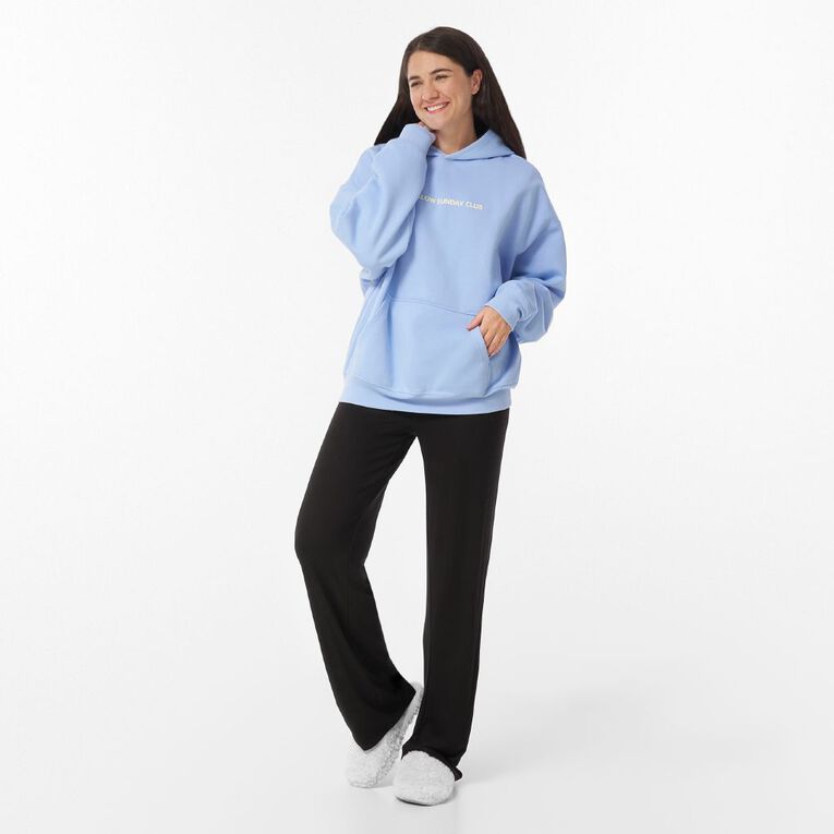 H&H Women's Rib Fold Over Lounge Pants, Black, hi-res