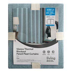 Living & Co Vienna Curtains Blue 230-330cm Wide/220cm Drop