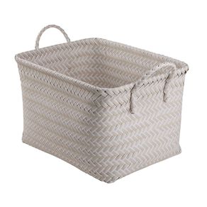 Living & Co Rectangle Plastic Woven Basket Grey